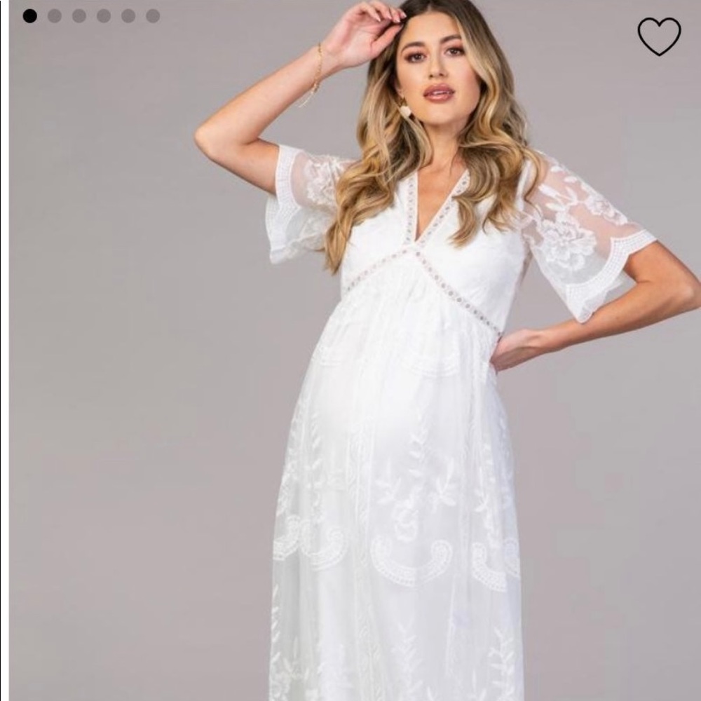 White lace PinkBlush maternity dress
